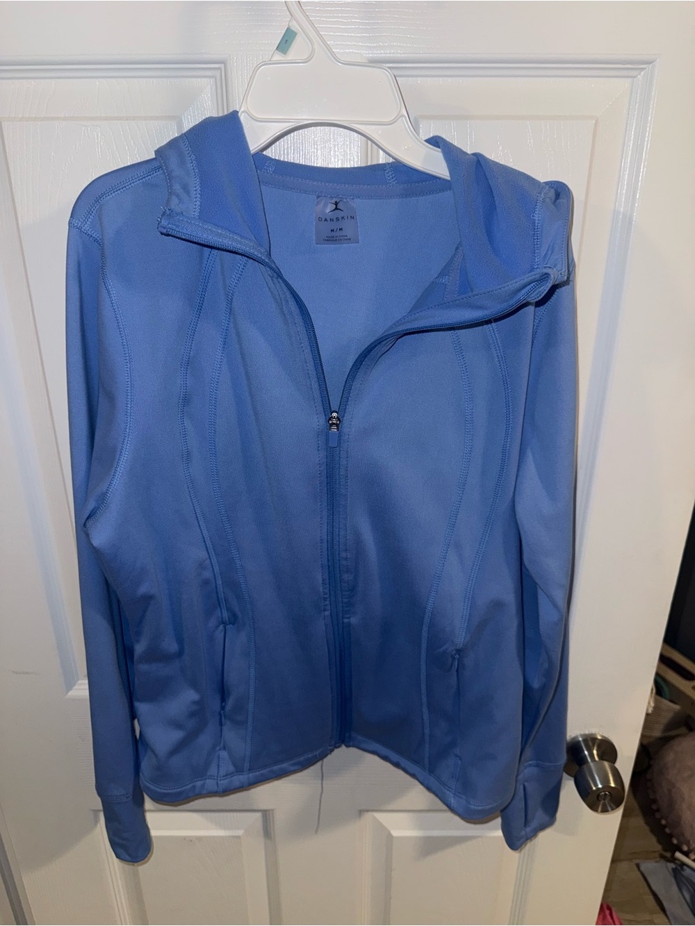 Danskin Women's Periwinkle Full-Zip Hooded Bomber Jacket